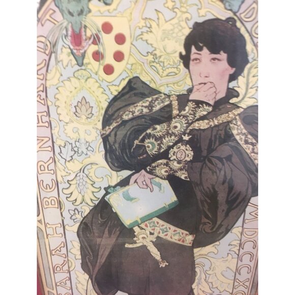 Vtg 19th Century Theater Poster Sarah Bernhardt Anno Domini MDCCCXCVI By Alphons - Picture 3 of 5